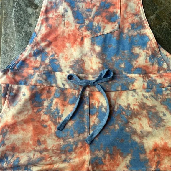 Jolie & Joy Tie Dye Shortalls NWT Women's Size XL Blue Pink - Picture 3 of 8